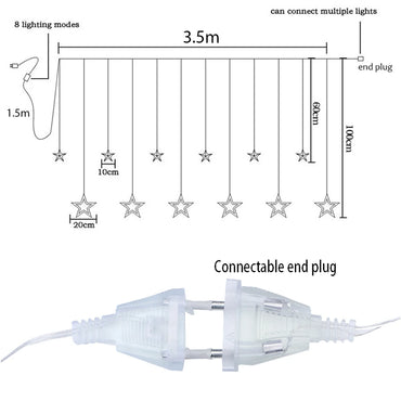 LEDs Christmas Lights For Home Bedroom Window Outdoor Party Holiday Decoration
