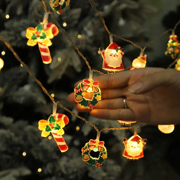Christmas LED String Light Santa Claus Gingerbread Man Xmas Tree Ornament