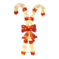 Lighted Candy Cane And Red Bowknot Christmas Decorations