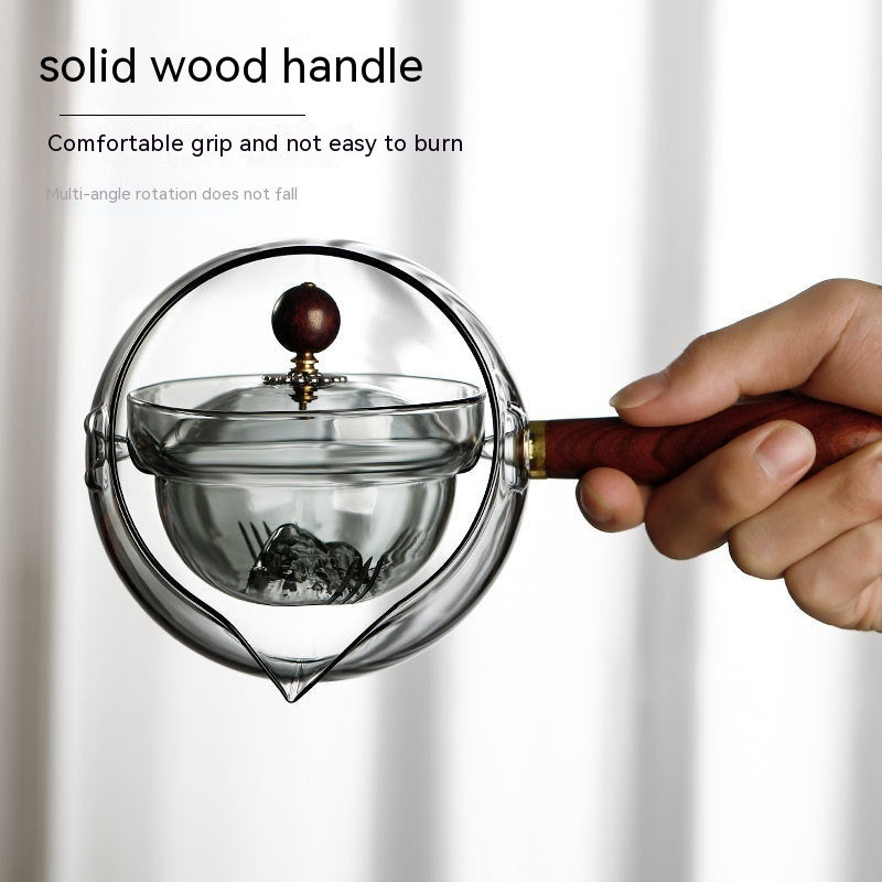 Semi-automatic Rotary Heat-resistant Glass Teapot Lazy Tea Making