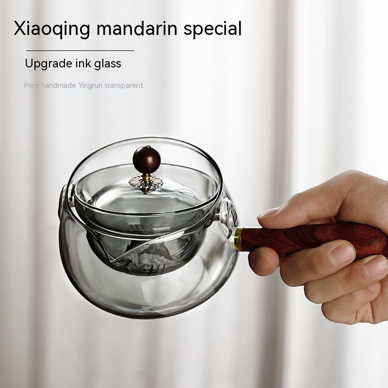 Semi-automatic Rotary Heat-resistant Glass Teapot Lazy Tea Making