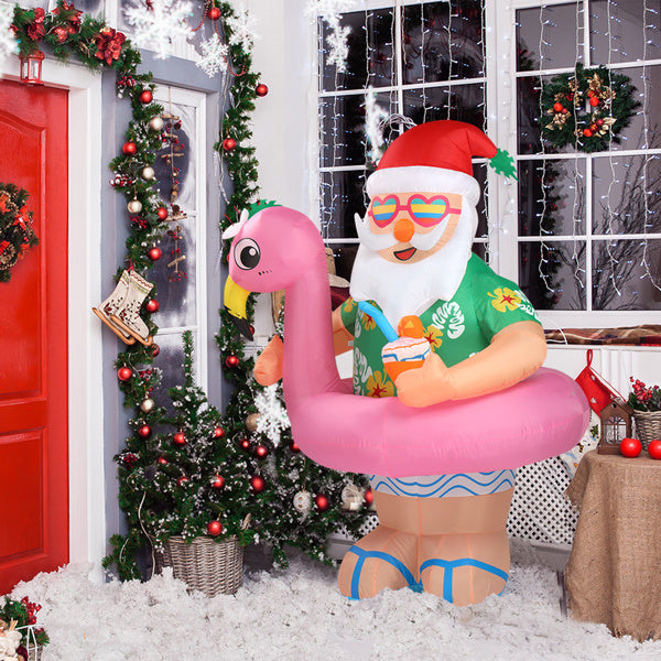 5.9ft Hawaiian Elderly Inflatable Christmas Decoration With 6 LED Lights
