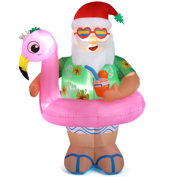 5.9ft Hawaiian Elderly Inflatable Christmas Decoration With 6 LED Lights