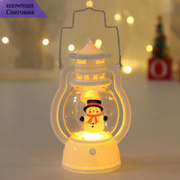 Portable LED Christmas Santa Claus Snowman Lanterns Indoor Decor Lights Battery Powered