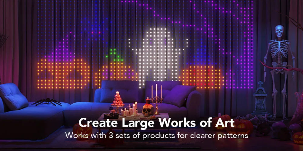 400-800 LED RGB Smart Curtain Party Lights with Music,App Controls and Remote