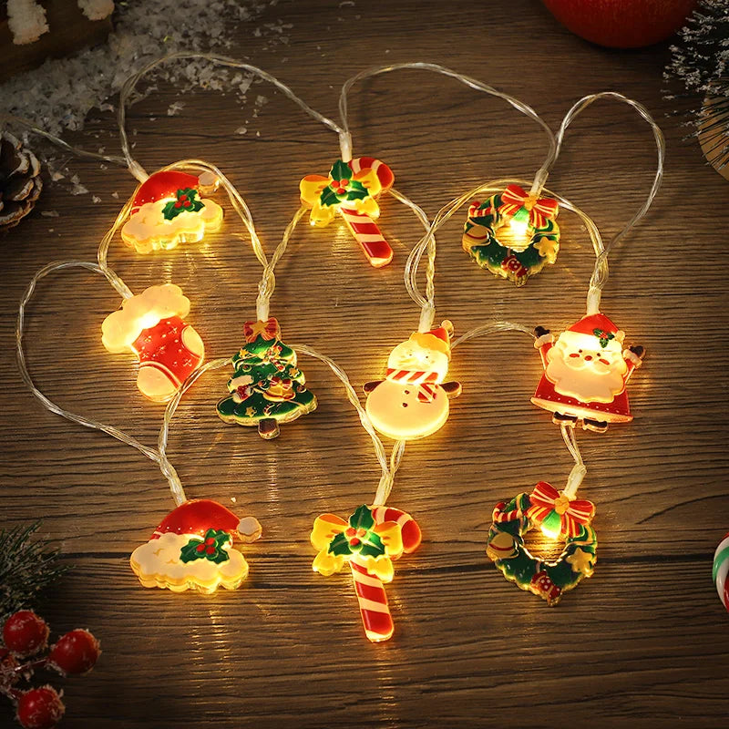 Christmas LED String Light Santa Claus Gingerbread Man Xmas Tree Ornament