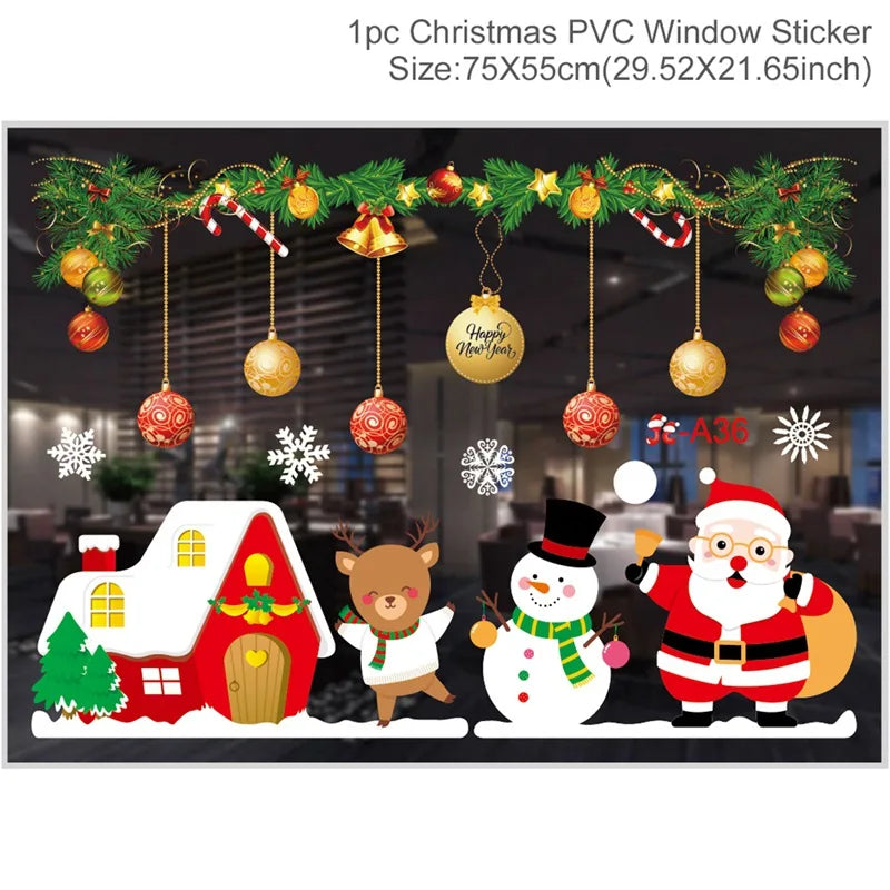 Christmas Window Sticker Merry Christmas Decorations For Home