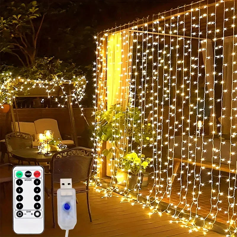 USB Power Curtain LED Light String Christmas Decoration for Hoem Bedroom