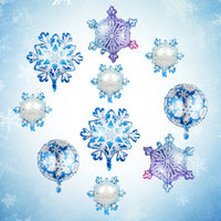 10pcs ice and snow theme snowflake aluminum foil balloons