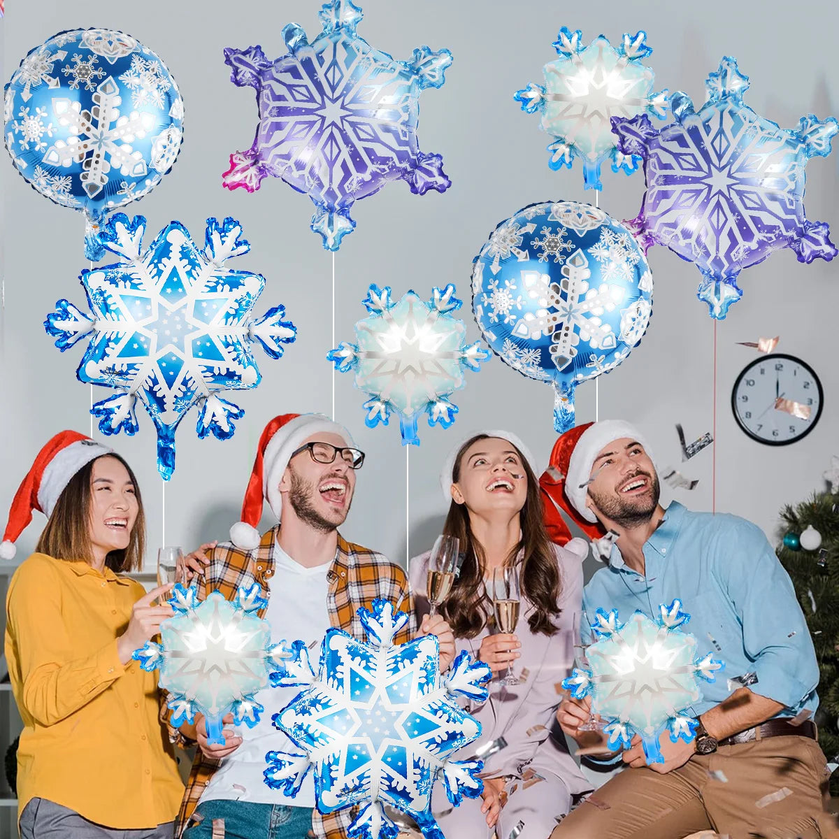 10pcs ice and snow theme snowflake aluminum foil balloons