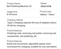 Rechargeable Nail Drill Machine with LCD Low Noise Professional Nail Polish Sander