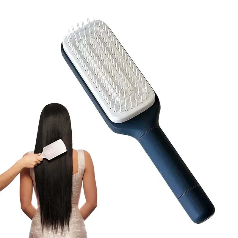 Telescopic Massage Cleaning Anti-static Rotatable Self Cleaning Hair Brush