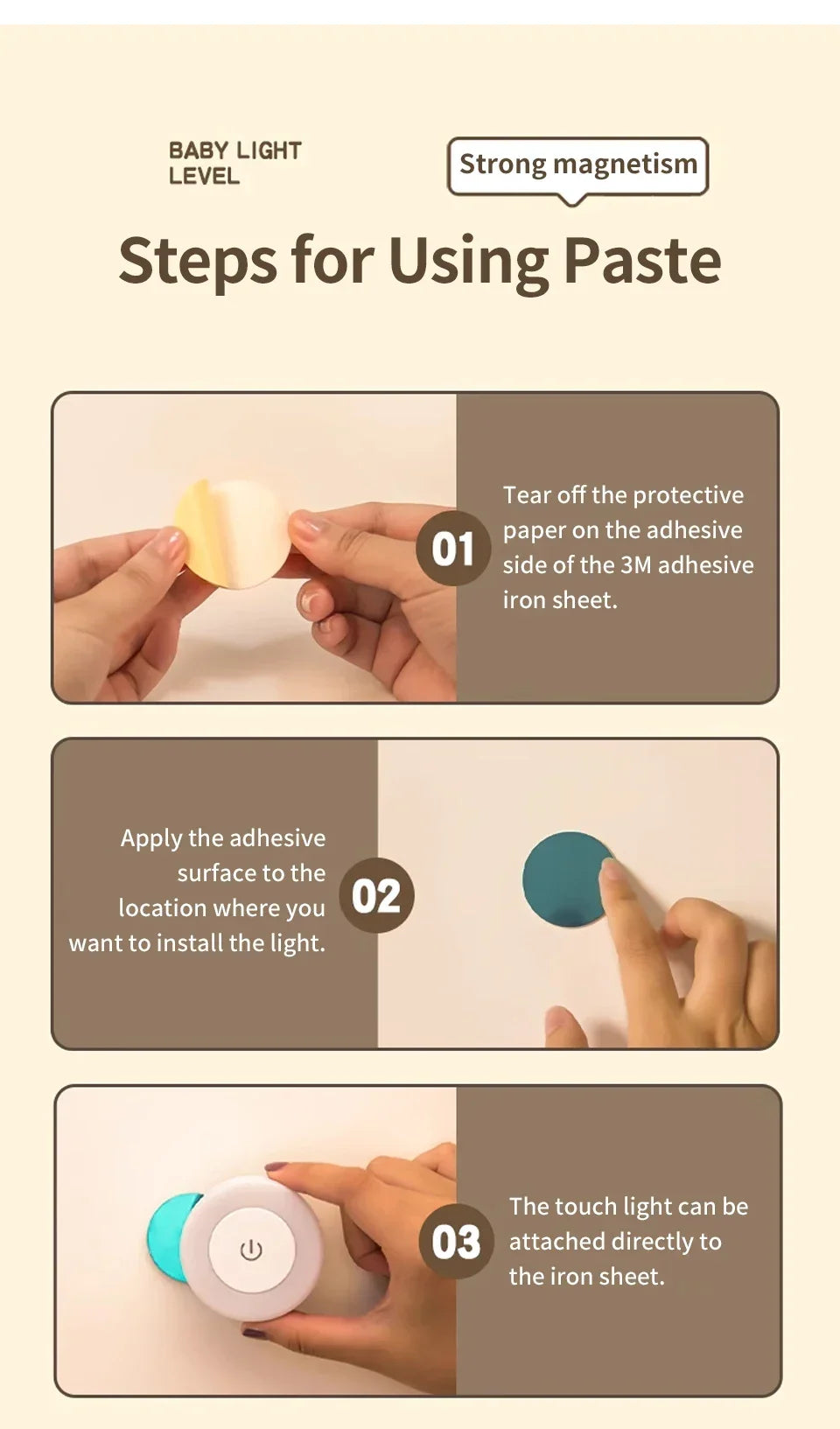 Rechargeable Night Light with Touch Switch Dimmable Magnetic Book Light