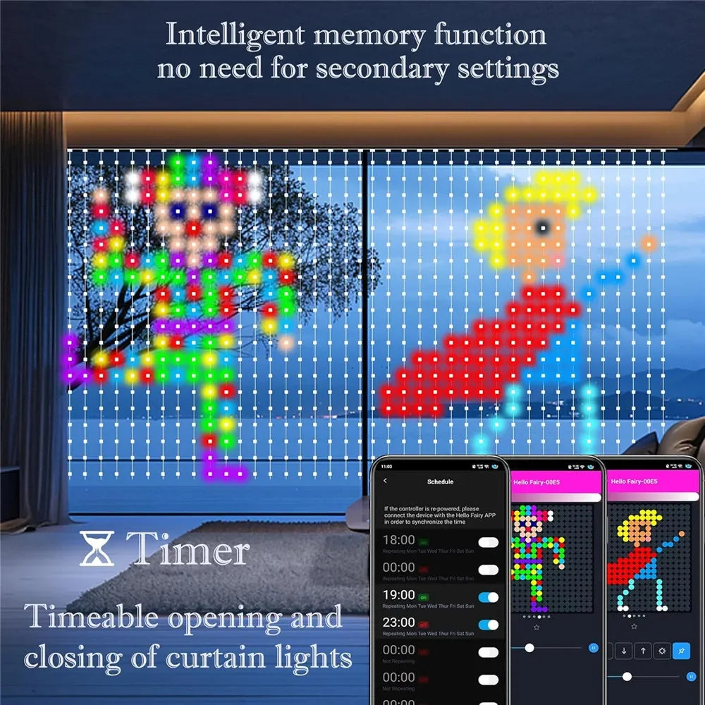 400-800 LED RGB Smart Curtain Party Lights with Music,App Controls and Remote