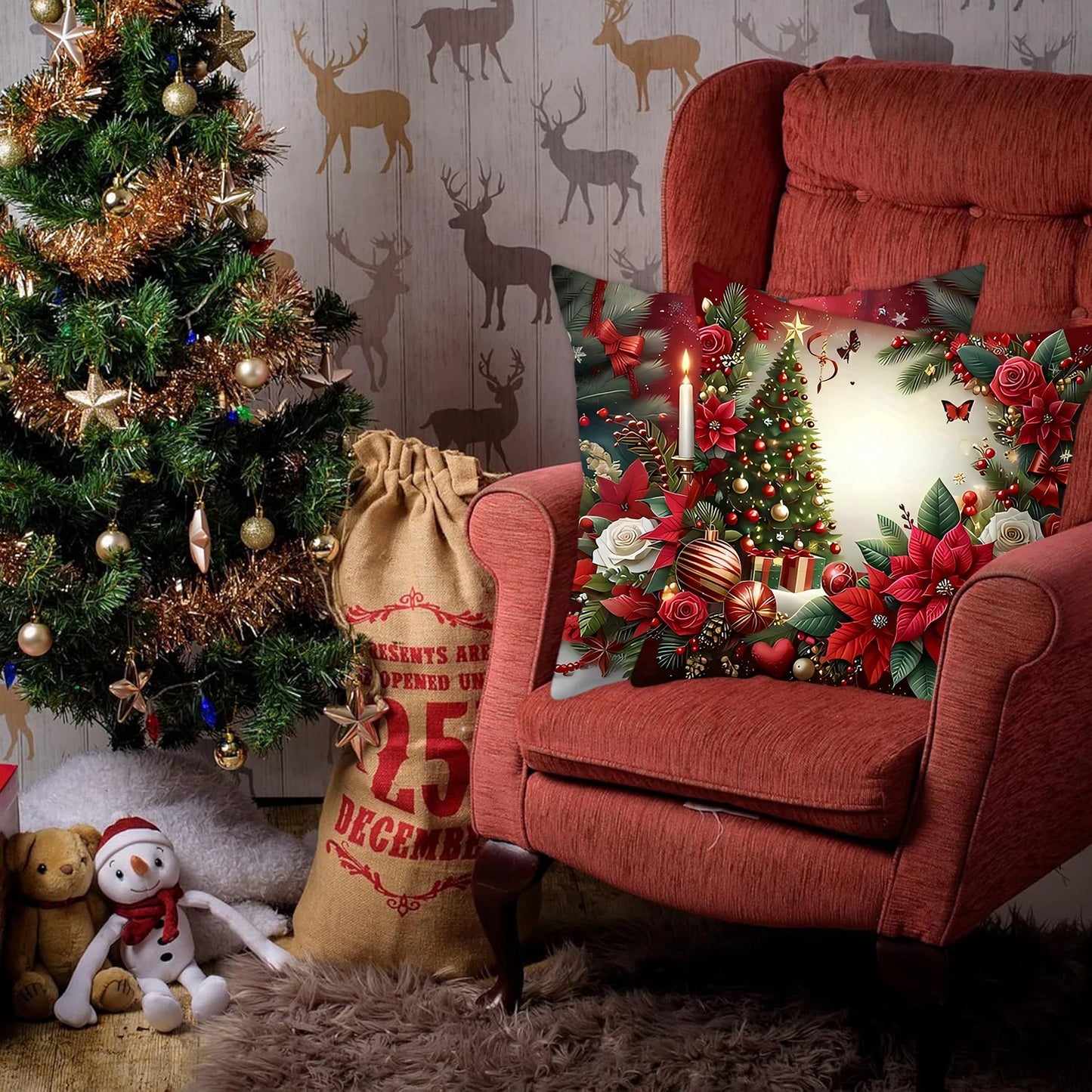 1pcs 2D Christmas Pillow Cover Xmas Party Decoration