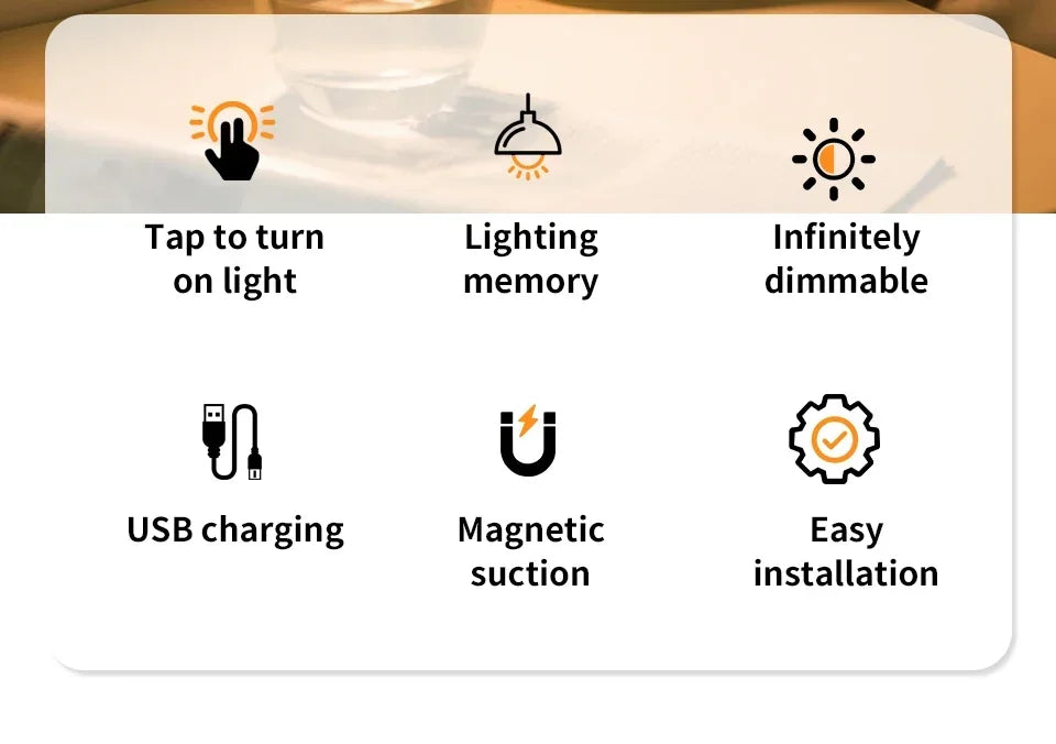 Rechargeable Night Light with Touch Switch Dimmable Magnetic Book Light
