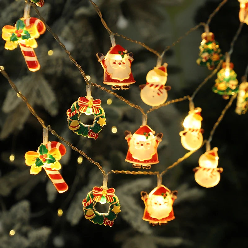 Christmas LED String Light Santa Claus Gingerbread Man Xmas Tree Ornament