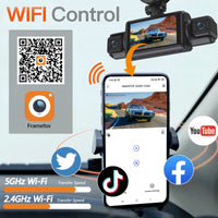 Car Dash Cam 4 Channel Black Box WiFi Driving  HD Camera