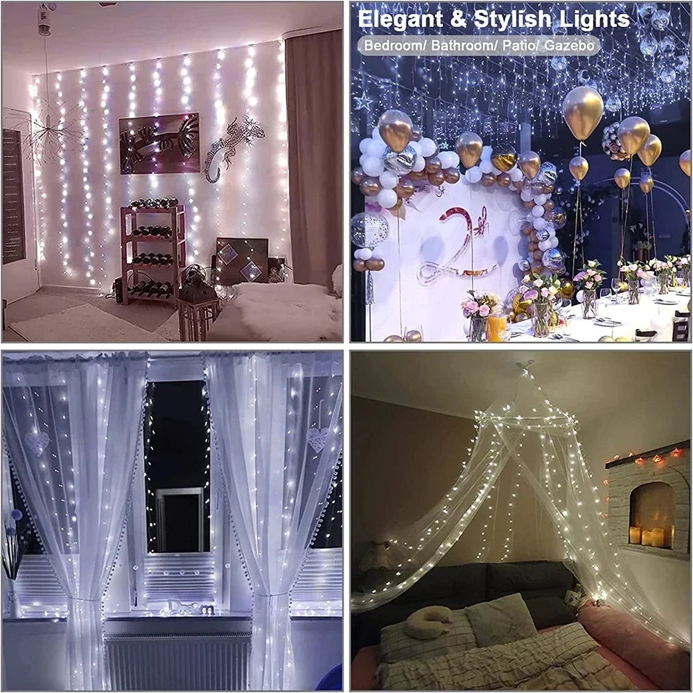 USB Power Curtain LED Light String Christmas Decoration for Hoem Bedroom