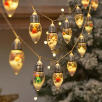Snowball Clear Bulb String Lights With Christmas Santa Claus Snowman Tree Gifts Mix Battery Powered Light