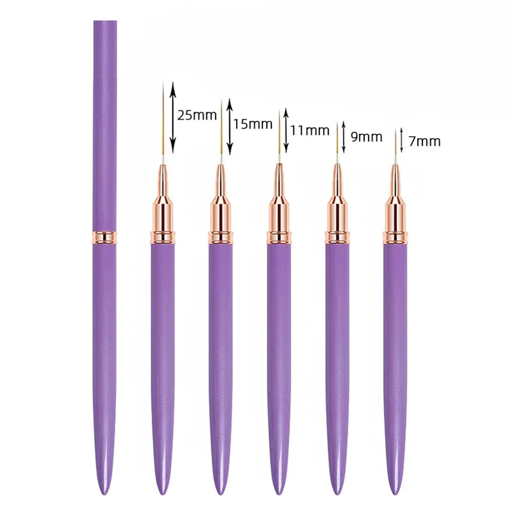 Nail Brush Pen 5pcs/set Nail Art Liner Brushes Set Elongated Striping Drawing Professional