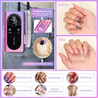 Rechargeable Nail Drill Machine with LCD Low Noise Professional Nail Polish Sander