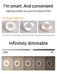 Rechargeable Night Light with Touch Switch Dimmable Magnetic Book Light