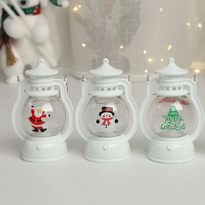 Portable LED Christmas Santa Claus Snowman Lanterns Indoor Decor Lights Battery Powered