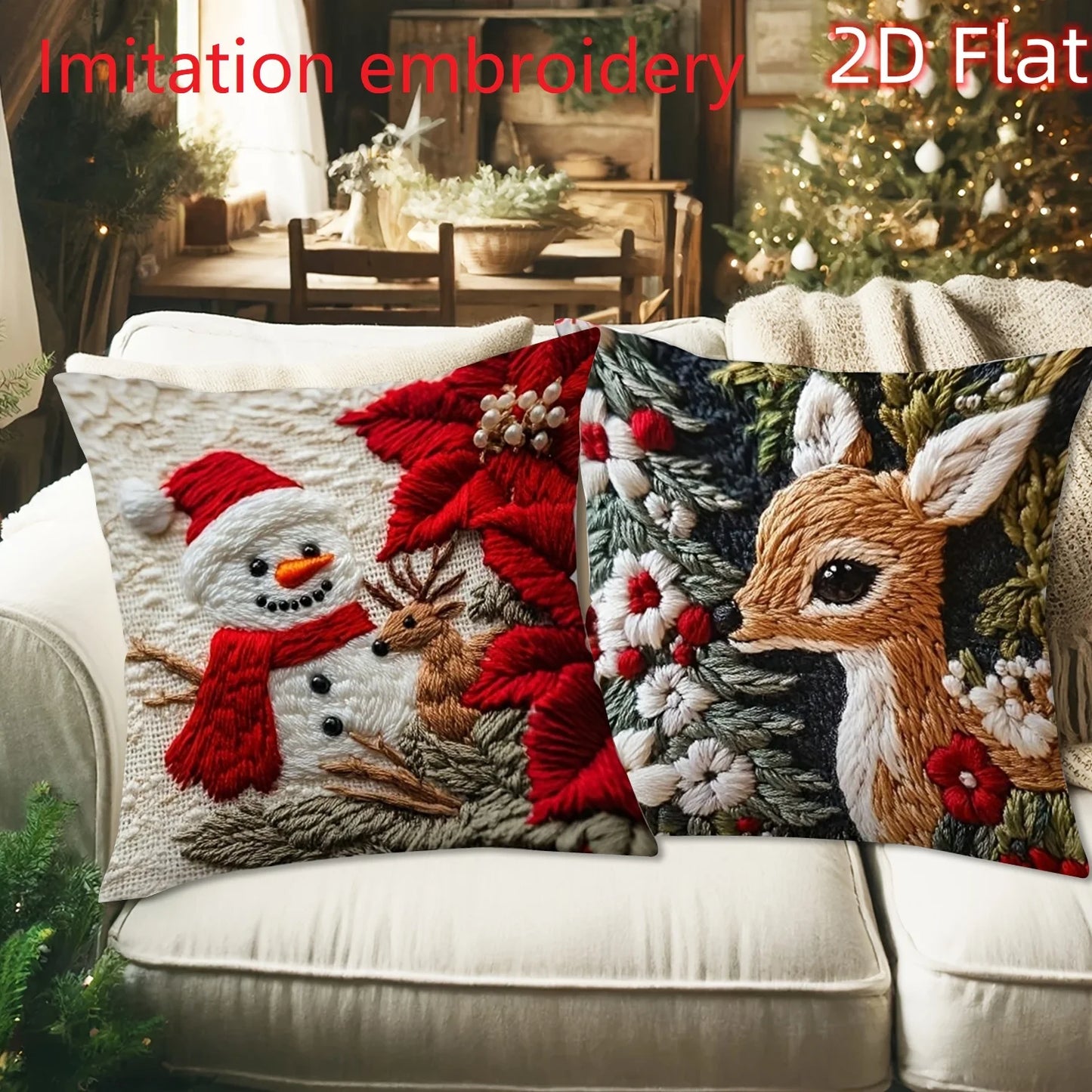 1pcs 2D Christmas Pillow Cover Xmas Party Decoration
