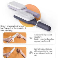 Telescopic Massage Cleaning Anti-static Rotatable Self Cleaning Hair Brush