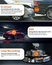 Car Dash Cam 4 Channel Black Box WiFi Driving  HD Camera