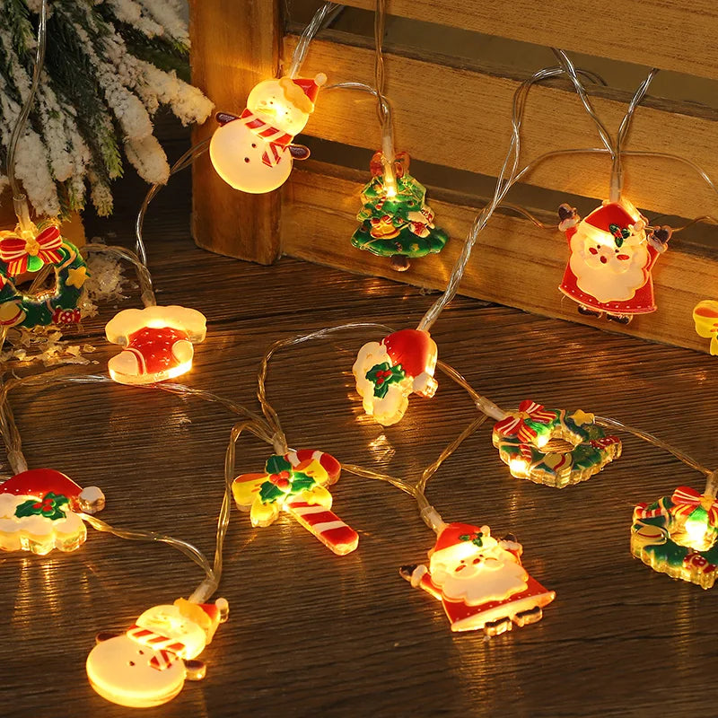 Christmas LED String Light Santa Claus Gingerbread Man Xmas Tree Ornament