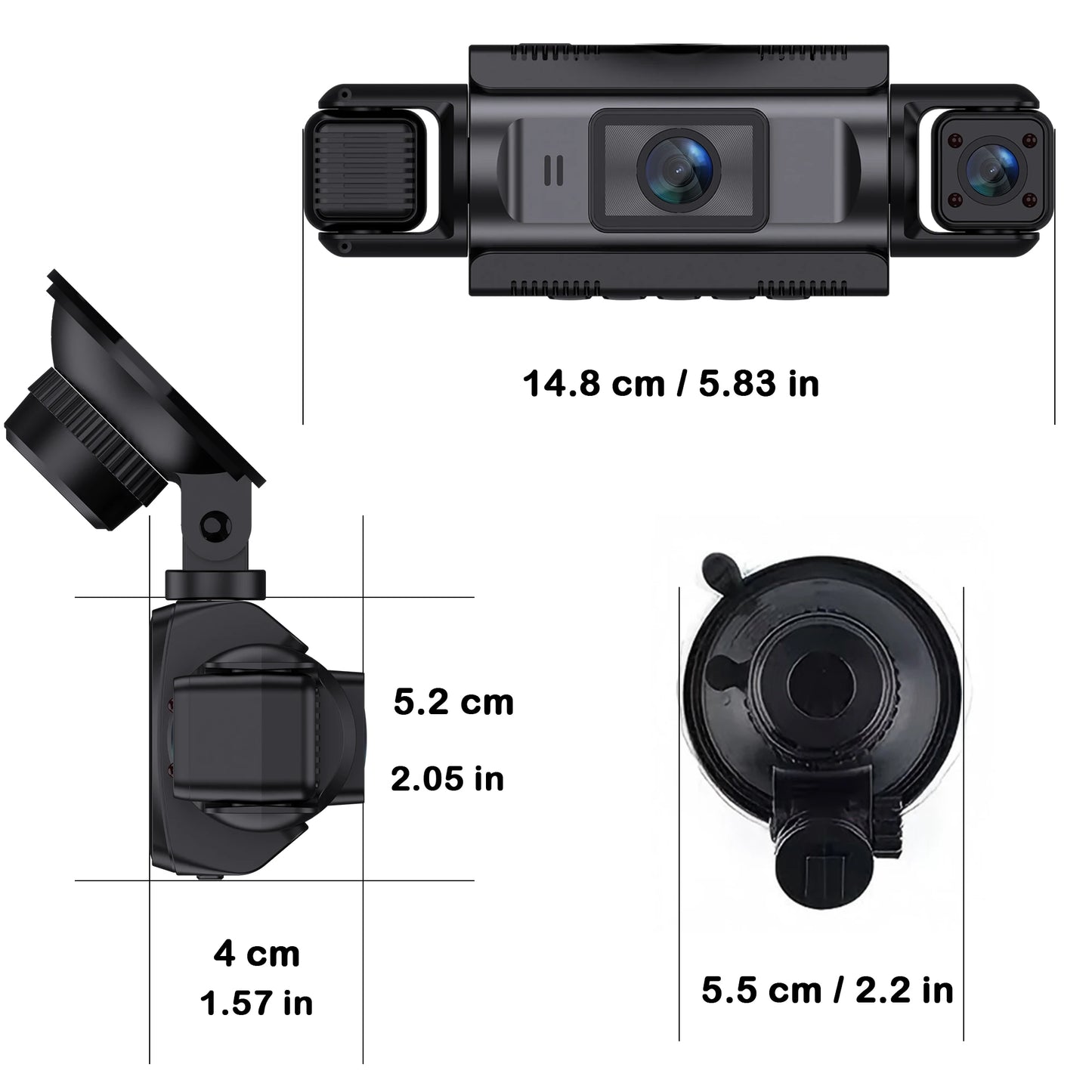 Car Dash Cam 4 Channel Black Box WiFi Driving  HD Camera