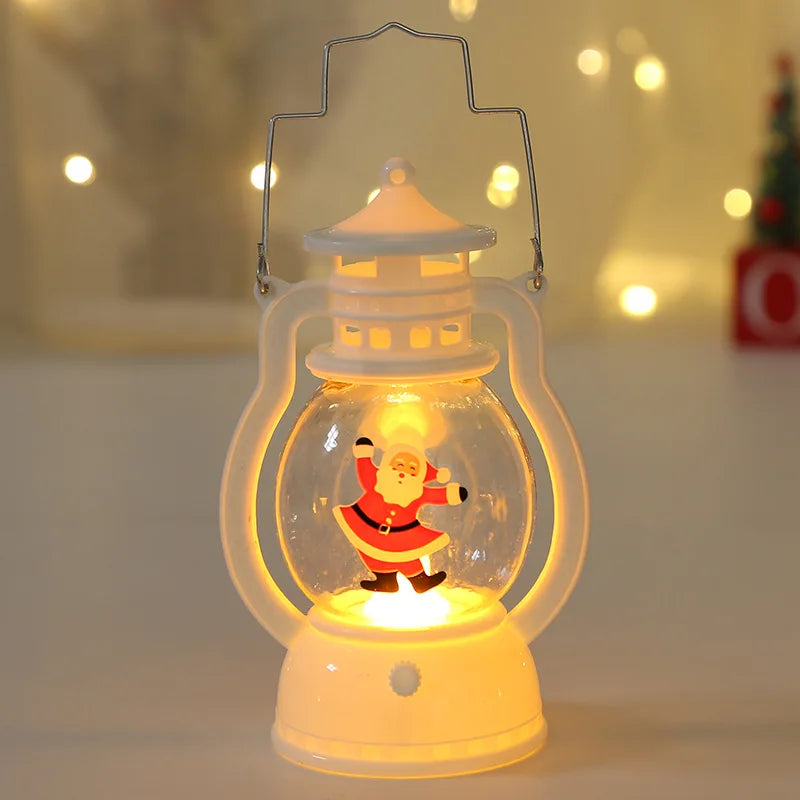 Portable LED Christmas Santa Claus Snowman Lanterns Indoor Decor Lights Battery Powered