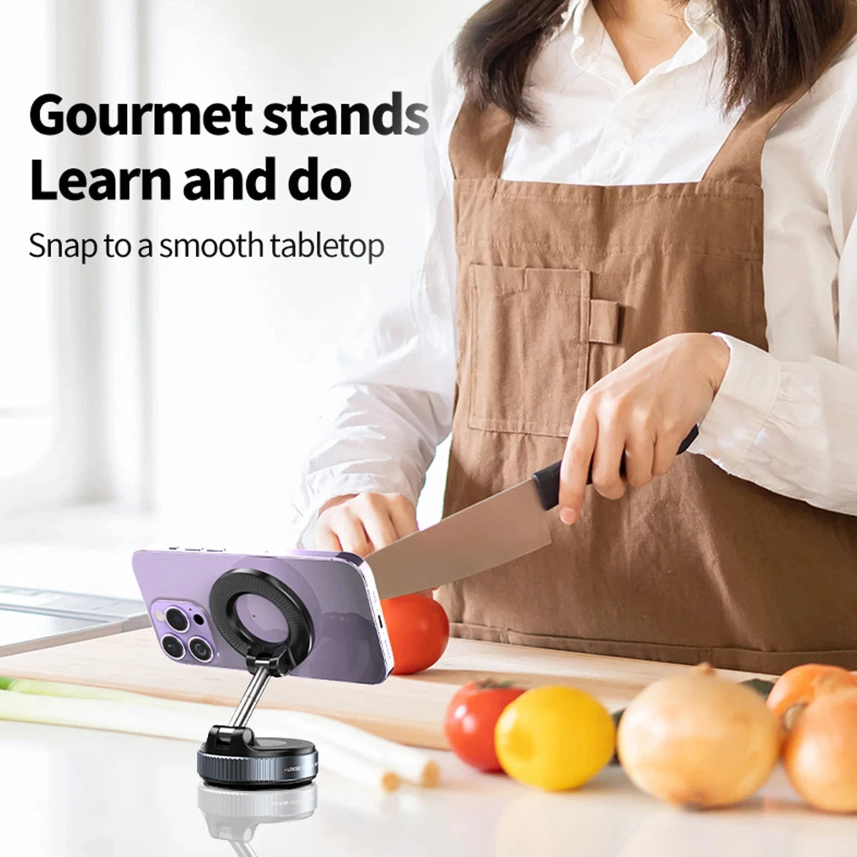 Car Phone Magnetic Stand Holder Mechanical Vacuum Suction Cup Rotate 360°