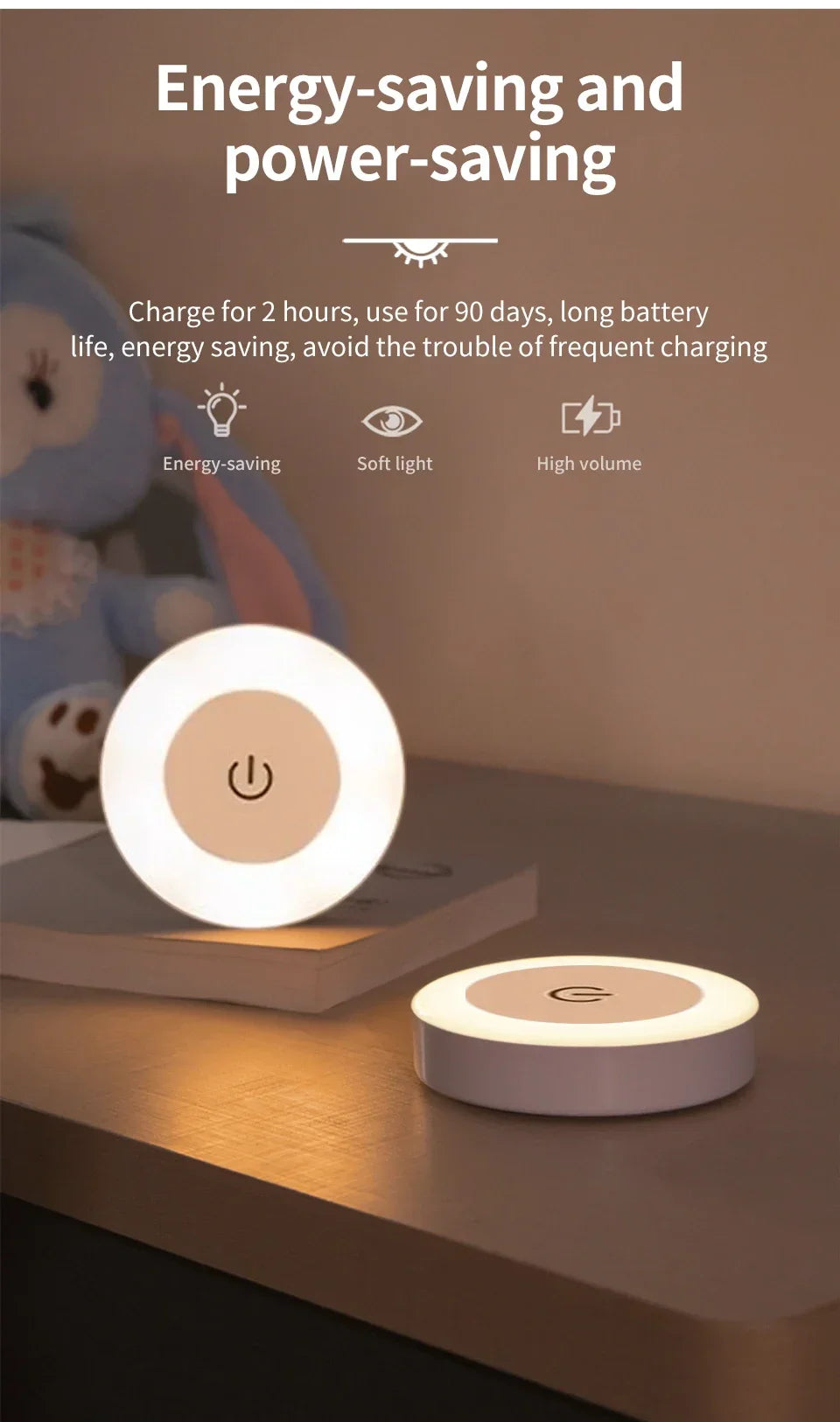 Rechargeable Night Light with Touch Switch Dimmable Magnetic Book Light