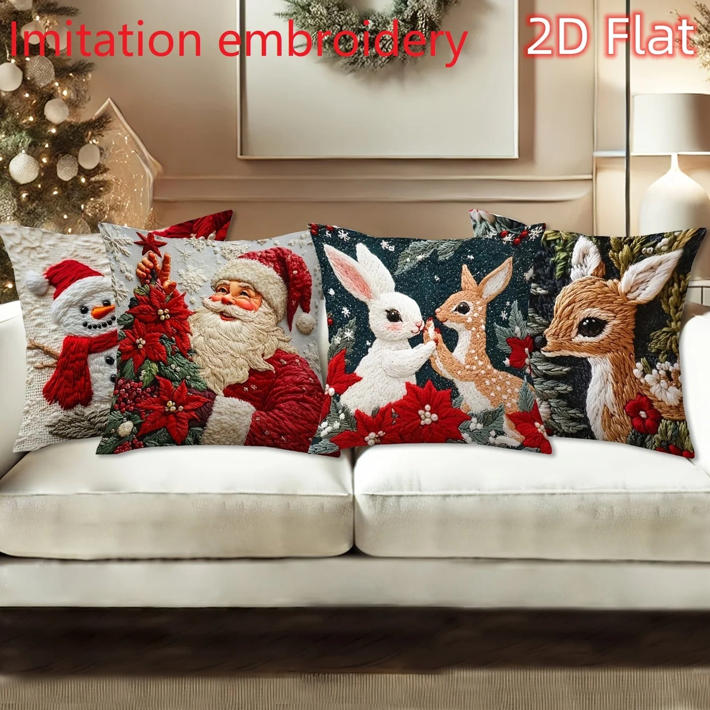 1pcs 2D Christmas Pillow Cover Xmas Party Decoration