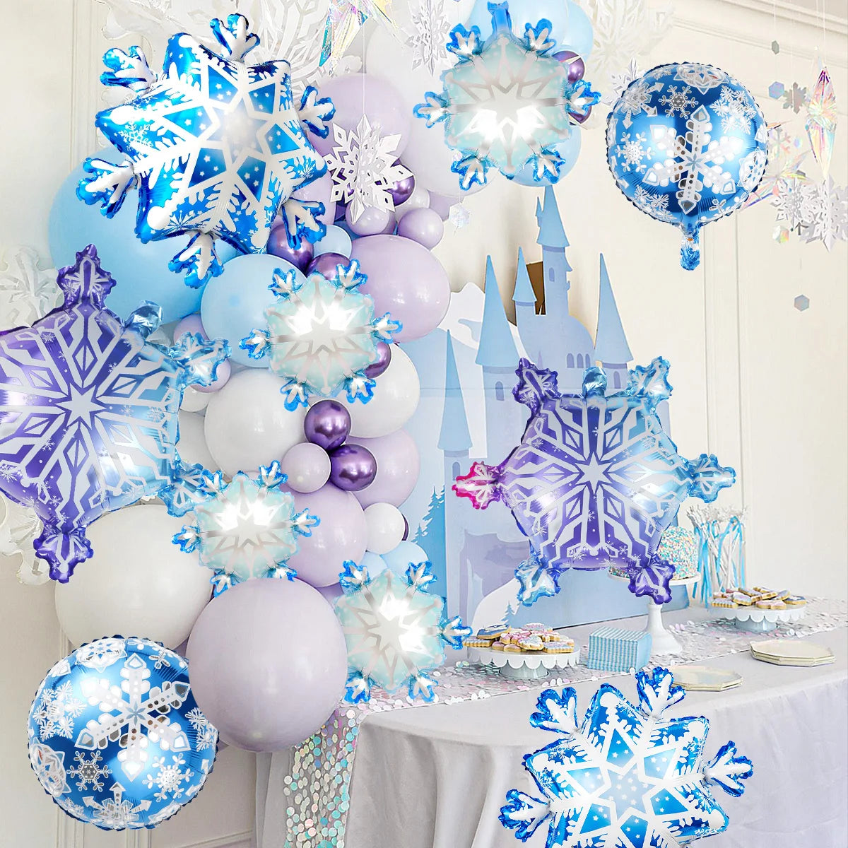 10pcs ice and snow theme snowflake aluminum foil balloons