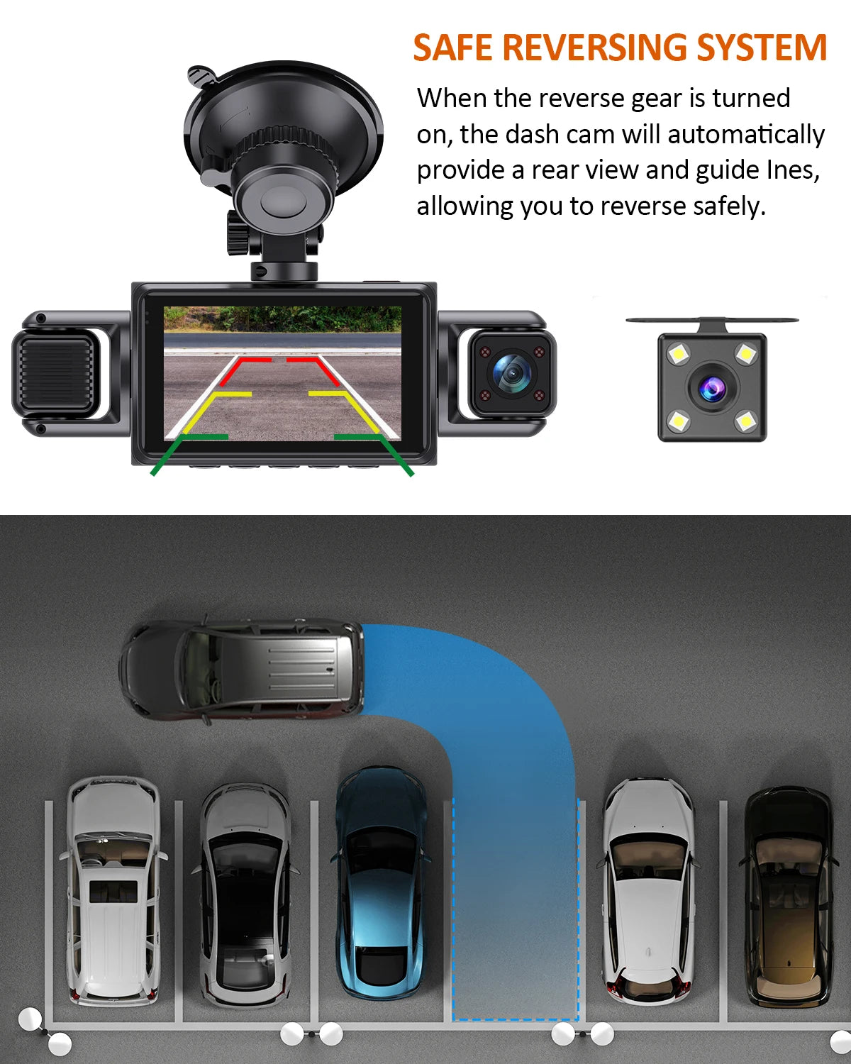 Car Dash Cam 4 Channel Black Box WiFi Driving  HD Camera