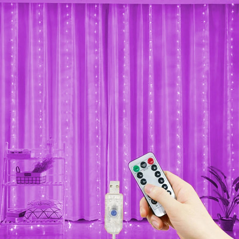 USB Power Curtain LED Light String Christmas Decoration for Hoem Bedroom