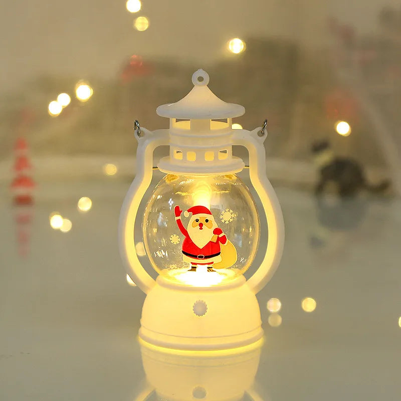 Portable LED Christmas Santa Claus Snowman Lanterns Indoor Decor Lights Battery Powered