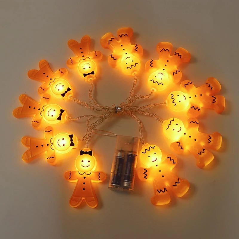 Christmas LED String Light Santa Claus Gingerbread Man Xmas Tree Ornament