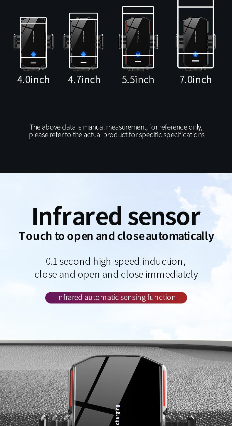 Magnetic Car Phone Holder  Wireless Fast Charger Infrared Induction Air Vent Bracket