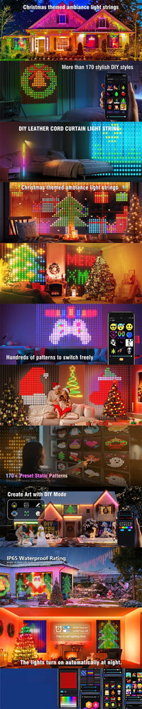 400-800 LED RGB Smart Curtain Party Lights with Music,App Controls and Remote