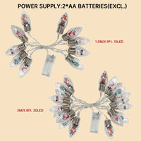 Snowball Clear Bulb String Lights With Christmas Santa Claus Snowman Tree Gifts Mix Battery Powered Light