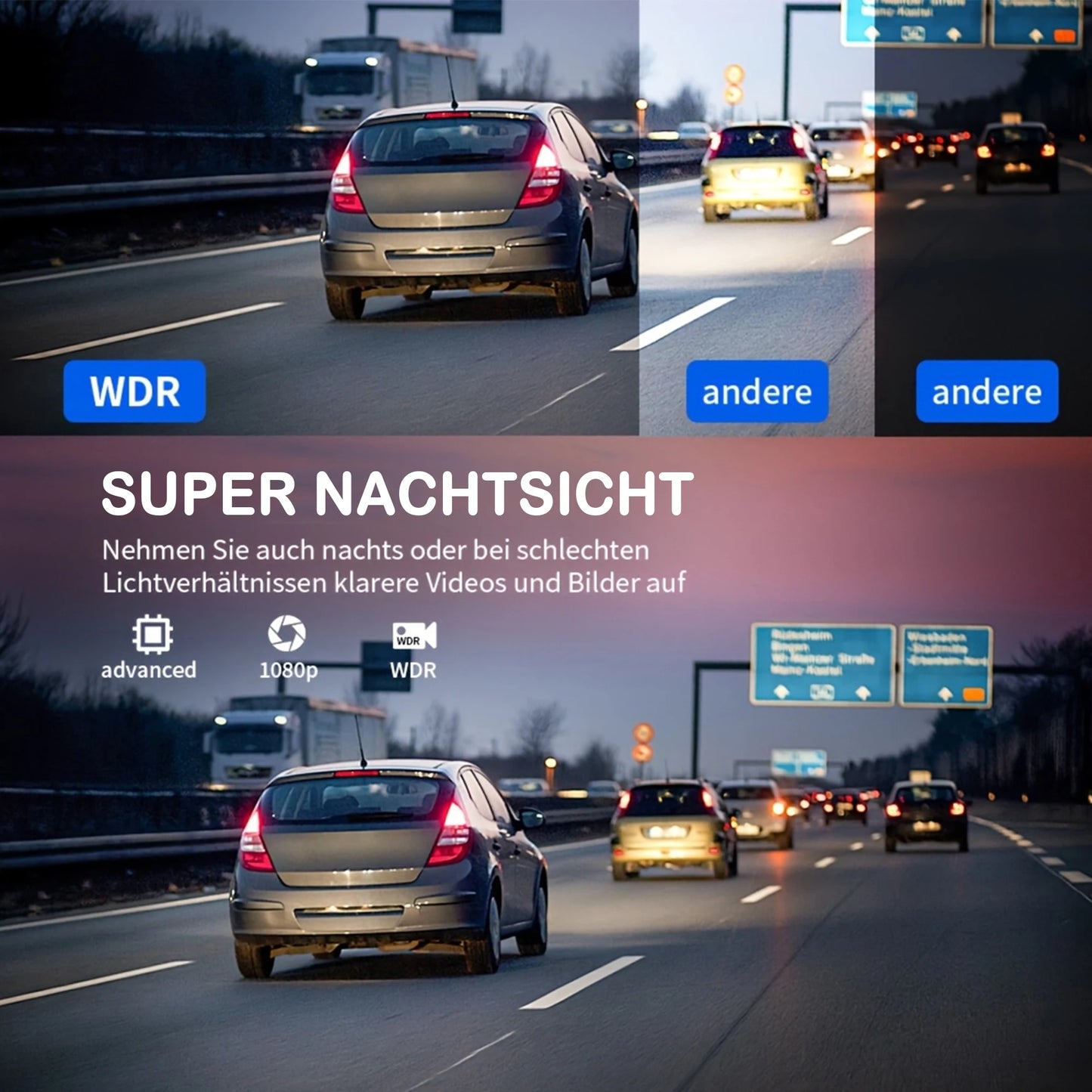 Car Dash Cam 4 Channel Black Box WiFi Driving  HD Camera