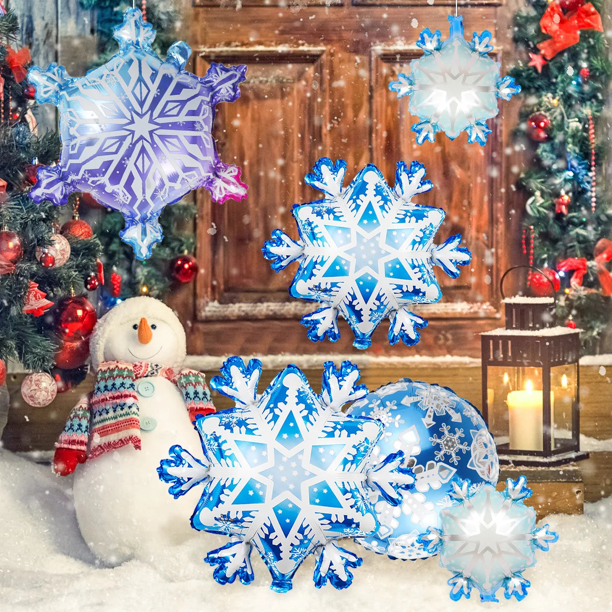 10pcs ice and snow theme snowflake aluminum foil balloons