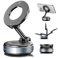 Car Phone Magnetic Stand Holder Mechanical Vacuum Suction Cup Rotate 360°