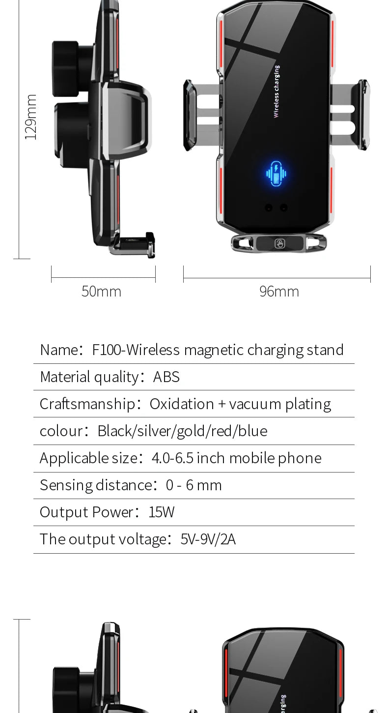 Magnetic Car Phone Holder  Wireless Fast Charger Infrared Induction Air Vent Bracket