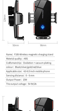 Magnetic Car Phone Holder  Wireless Fast Charger Infrared Induction Air Vent Bracket